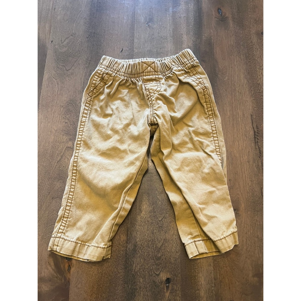 Carters Baby Boy Khaki Chino Pants Elastic Waist Tan Cotton Twill 9M 229G619
